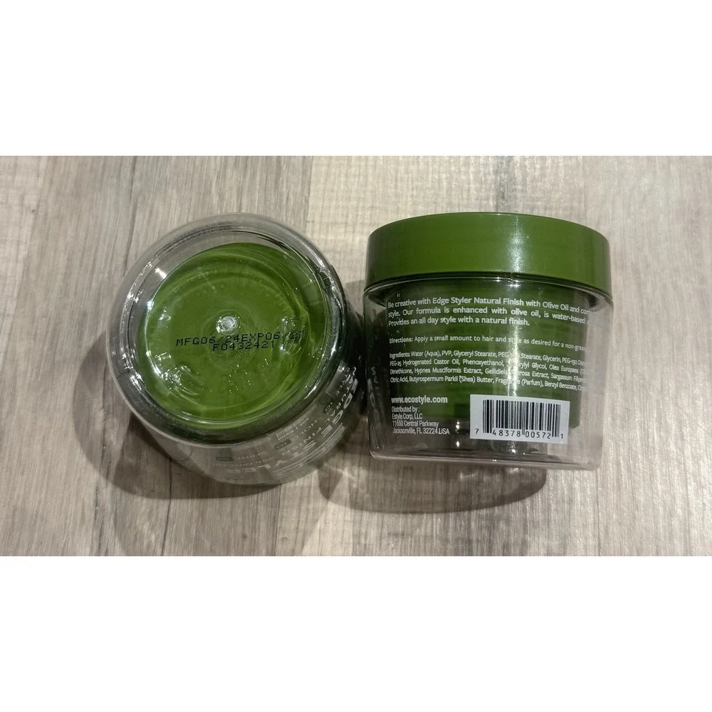 Eco Style Edge Styler Hair Gel, Strong Hold, Olive Oil, Water-Based, 3 oz Green